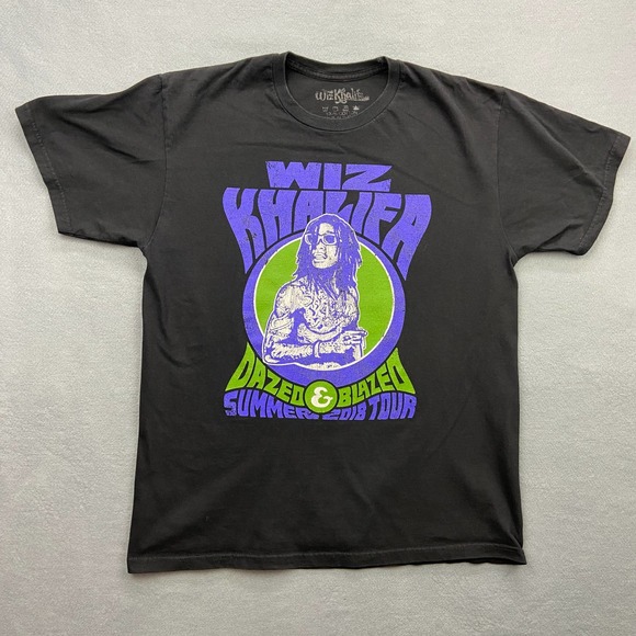 Wiz Khalifa T Shirt Large Black Tour Dazed Blazed 2018 Rap Hip Hop Concert - Picture 1 of 7